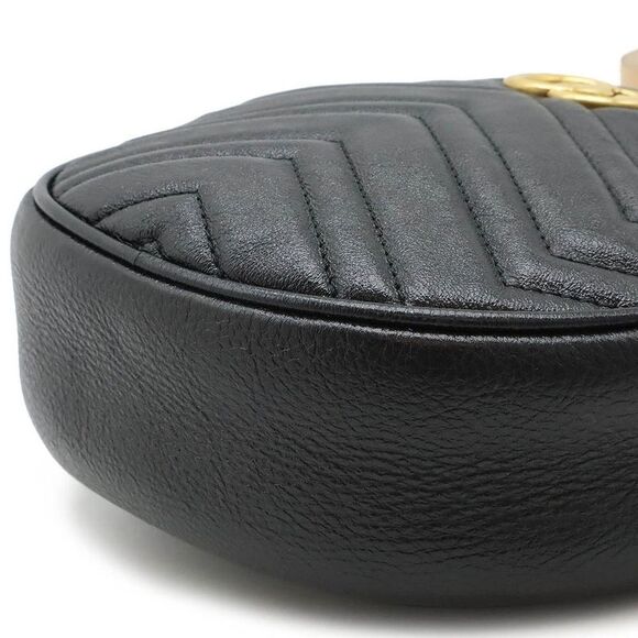 Pre Loved gucci GG Marmont Round Mini Bag Women black | black Crossbody Bags - Picture 3 of 8